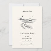 Save The Date Coastal Hand Drawn Black & White Wedding (Devant)