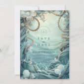 Save The Date Coastal Rope Botanical Ocean Wedding (Devant)