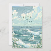 Save The Date Coastal Sailboat Ocean Wedding (Devant)