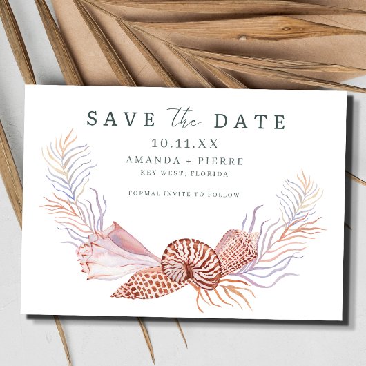 Save The Date Coastal Seashell Beach Wedding Enregistrer la date