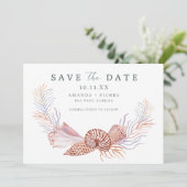 Save The Date Coastal Seashell Beach Wedding Enregistrer la date (Debout devant)