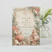 Save The Date Coastal Seashell Botanical Elegance (Debout devant)