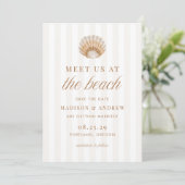 Save The Date Coastal Stripes Shell Beach Wedding (Debout devant)