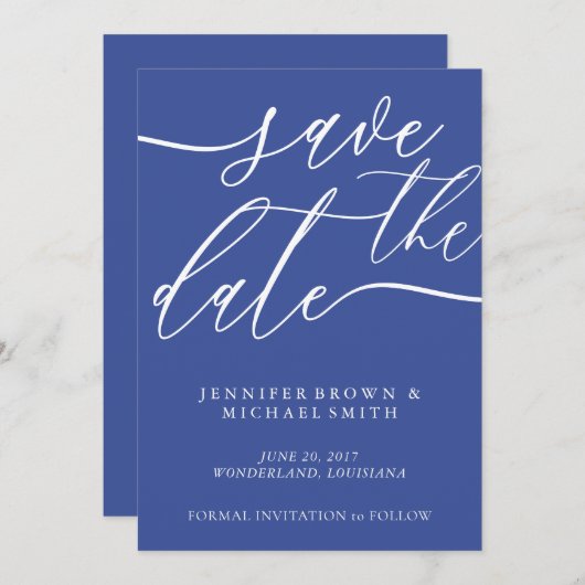 Save The Date Cobalt Blue Mariage Enregistrer Date Photo personn (Devant / Derrière)