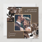 Save The Date Coca Brown Floral Photo Mariage Enregistrer La Dat (Devant)