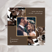 Save The Date Coca Brown Floral Photo Mariage Enregistrer La Dat