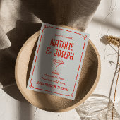 Save The Date Cocktail rouge bleu à main rétro Mariage funky