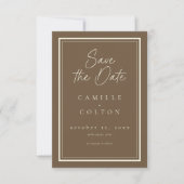 Save The Date Cocoa Brown Minimalist Frame Wedding Photo (Devant)