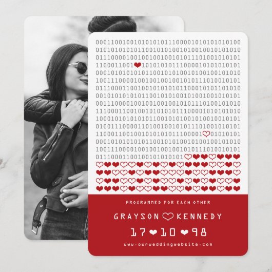 Save The Date Code Binaire Simple Photo de Geek Programmé Pour l (Devant / Derrière)