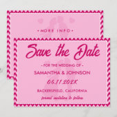Save The Date Code QR à rayures chevron rose blush (Devant / Derrière)