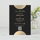 Save The Date Code QR Abstrait Black & Gold moderne (Debout devant)