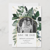 Save The Date Code QR aquarelle feuillage botanique photo Mariag (Devant)