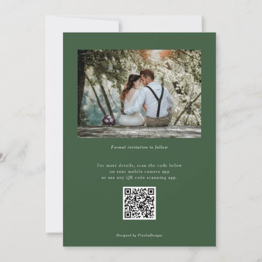 Save The Date Code QR aquarelle feuillage botanique photo Mariag (Dos)