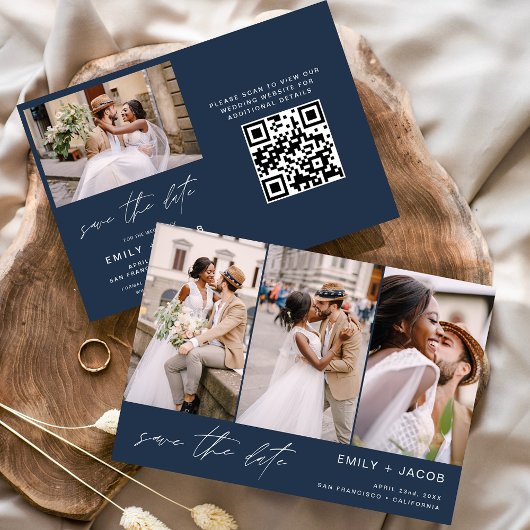 Save The Date Code QR bleu marine Enregistrer la date 4 Phot0