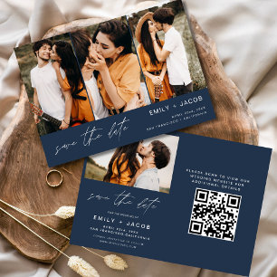 Save The Date Code QR bleu marine Enregistrer la date 4 Photo El