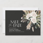 Save The Date Code QR botanique moderne rustique eucalyptus noir (Devant)