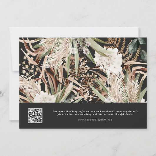 Save The Date Code QR botanique moderne rustique eucalyptus noir (Dos)