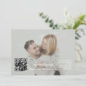 Save The Date Code QR Calligraphie Vert Sauge Photo Mariage (Debout devant)
