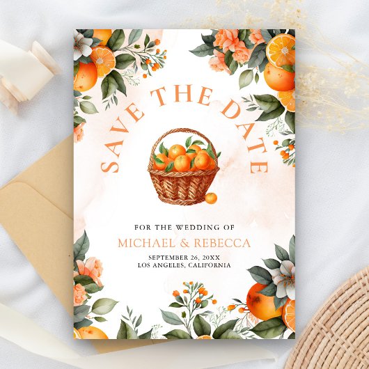 Save The Date Code QR Citrus Orange Mandarine Photo Mariage