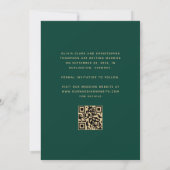 Save The Date Code QR d'arche de photo vert émeraude or script (Dos)