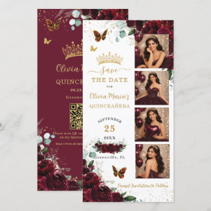 Save The Date Code QR de cabine de photo florale de Bourgogne po