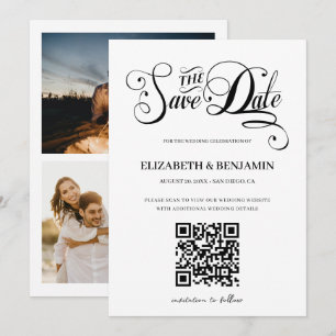 Save The Date Code QR de calligraphie minimaliste Script 3 Photo