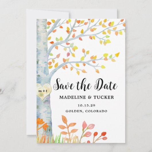 Save The Date Code QR de Date de Rustique Feuilles d'Automne (Devant)