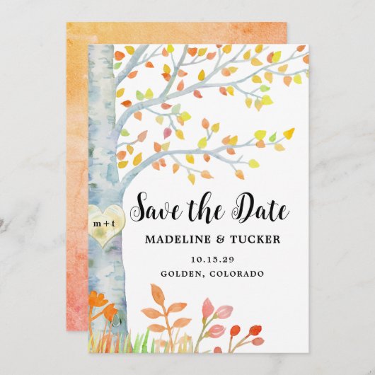 Save The Date Code QR de Date de Rustique Feuilles d'Automne (Devant / Derrière)