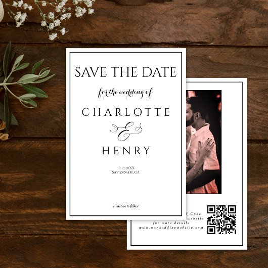 Save The Date Code QR de la photo de calligraphie élégante du bu