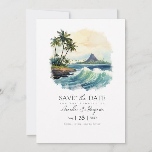 Save The Date Code QR de mariage à Hawaii (Devant)