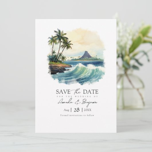 Save The Date Code QR de mariage à Hawaii (Debout devant)