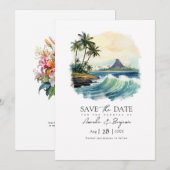 Save The Date Code QR de mariage à Hawaii (Devant / Derrière)