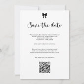 Save The Date Code QR de mariage à la calligraphie avec nœud coq (Dos)