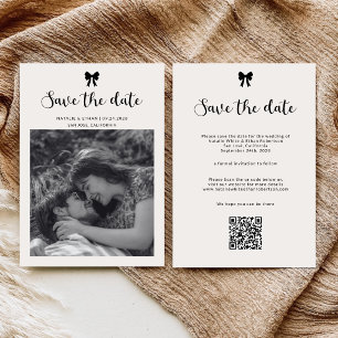 Save The Date Code QR de mariage à la calligraphie avec nœud coq