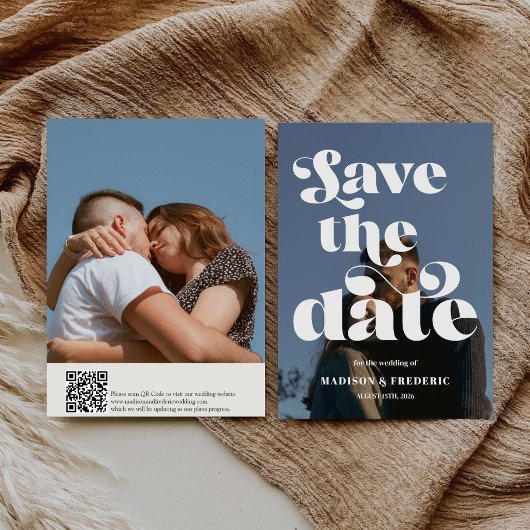 Save The Date Code QR de mariage à l'écriture rétro