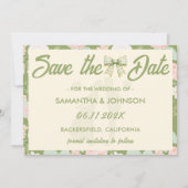 Save The Date Code QR de mariage à nœud gingham vert Wildflower (Devant)
