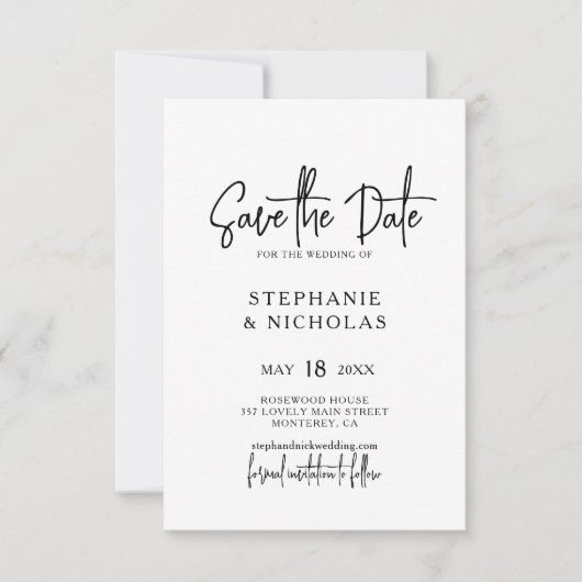 Save The Date Code QR de mariage à typographie moderne (Devant)