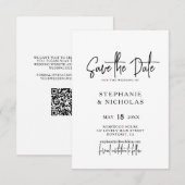 Save The Date Code QR de mariage à typographie moderne (Devant / Derrière)