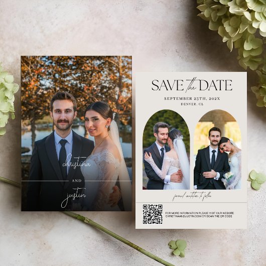 Save The Date Code QR de mariage avec écriture moderne minimalis