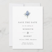 Save The Date Code QR de mariage chardon aquarelle bleue minimal (Devant)