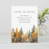 Save The Date Code QR de mariage de forêt automnale rustique (Debout devant)