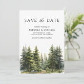 Save The Date Code QR de mariage de forêt de pins (Debout devant)