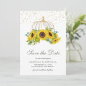 Save The Date Code QR de mariage de tournesols de citrouille bla (Debout devant)