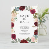 Save The Date Code QR de mariage floral pêche de Bourgogne (Debout devant)