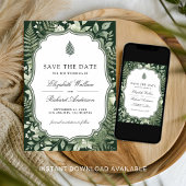 Save The Date Code QR de mariage Forêt Enchantée Aquarelle
