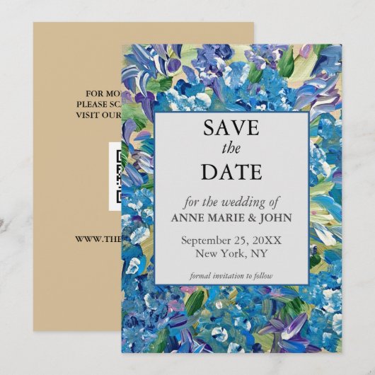 Save The Date Code QR de mariage Hydrangea sincère Enregistrez l (Devant / Derrière)