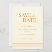 Save The Date Code QR de mariage minimal moderne doux jaune beur (Devant)