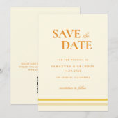 Save The Date Code QR de mariage minimal moderne doux jaune beur (Devant / Derrière)