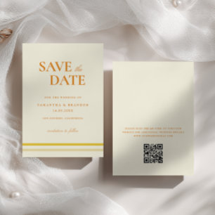 Save The Date Code QR de mariage minimal moderne doux jaune beur