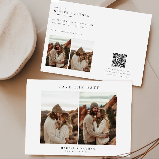 Save The Date Code QR de mariage moderne boho 4 photos